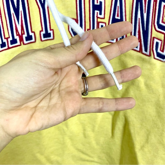 Tommy Jeans Spell Out Hoodie Pullover Sweatshirt Butter Yellow Size Large Sporty - Picture 10 of 13